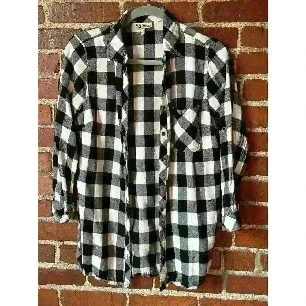 Women's Hester Orchard, B&W Plaid Flannel, Size Small
